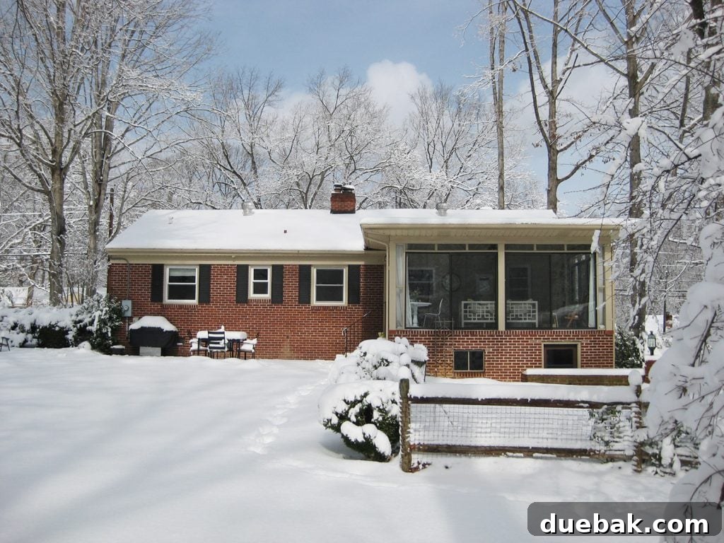 gorgeous-snow-picture-backyard-1 Brick Ranch Covered In Snow, depicting a home experiencing cold weather