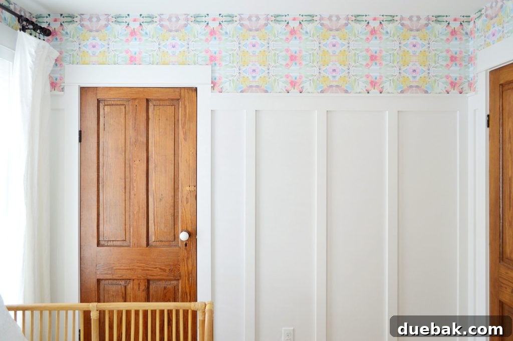 Effortlessly Install Peel and Stick Wallpaper 18 Peel & Stick Wallpaper Above Board And Batten With Two Wood Doors