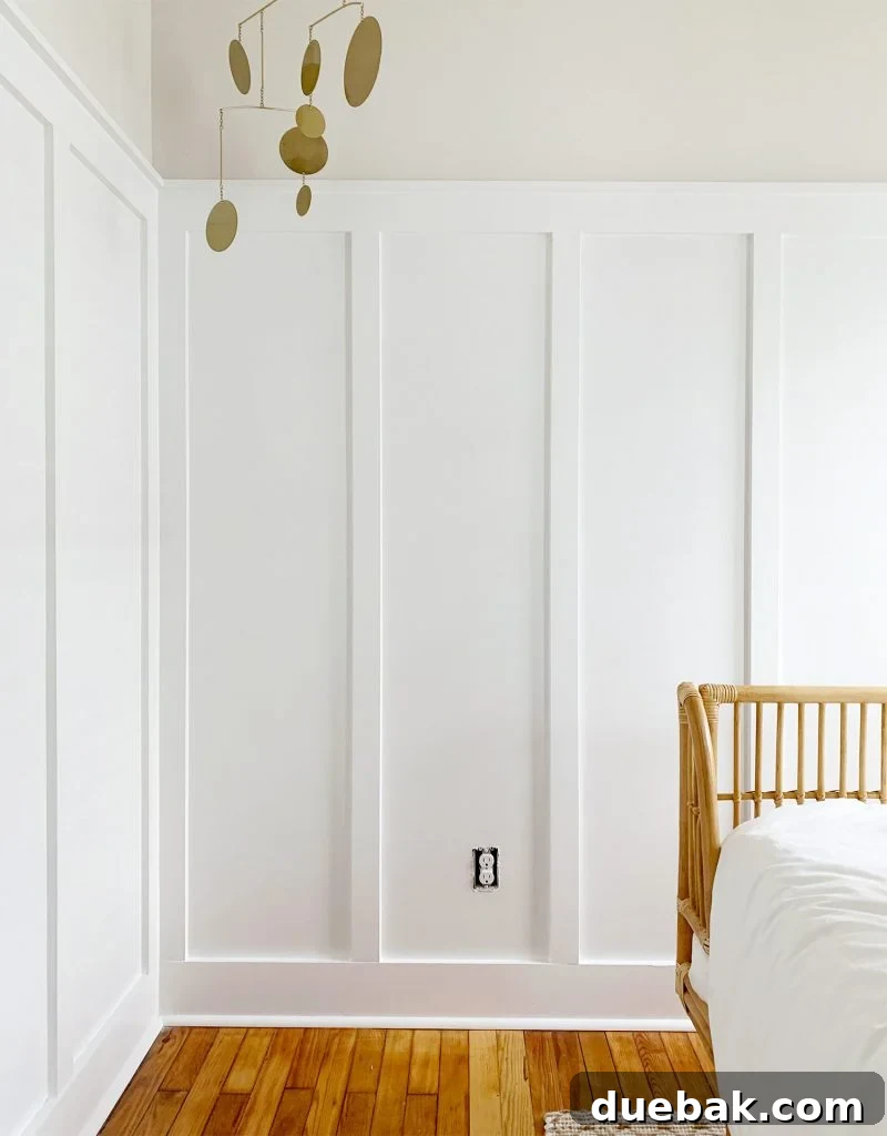 Effortlessly Install Peel and Stick Wallpaper 3 Tall DIY Board And Batten Wall Wainscoting Installed In Beach House Bedroom