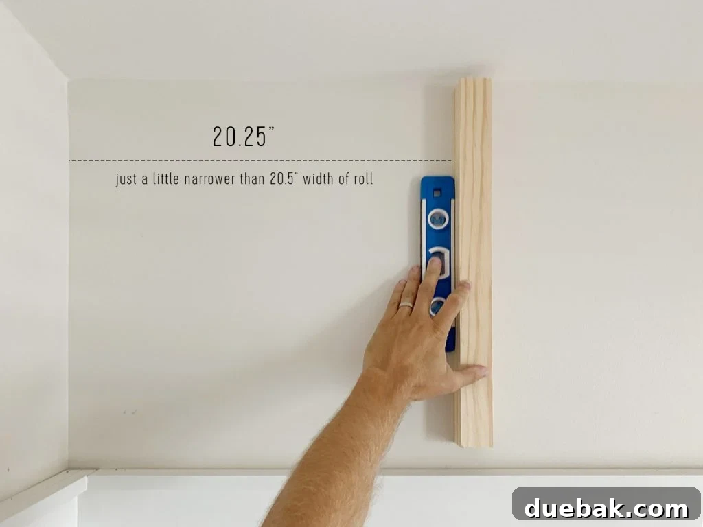 Effortlessly Install Peel and Stick Wallpaper 10 Measuring Vertical Line For First Sheet Of Peel And Stick Wallpaper