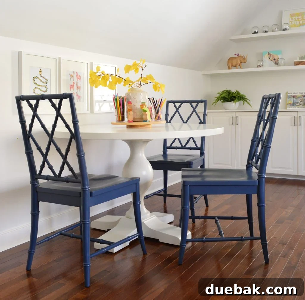 A set of stylish dining chairs featuring a unique diamond back design, available in both white and navy, perfect for modern dining spaces.