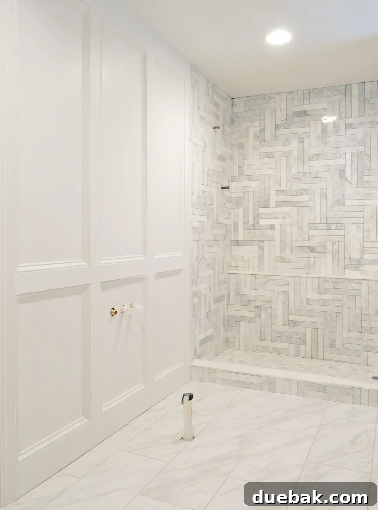 Elevate Your Walls with Decorative Molding 12 Master Bathroom Update with Decorative Wall Trim and Ungrouted Marble Shower
