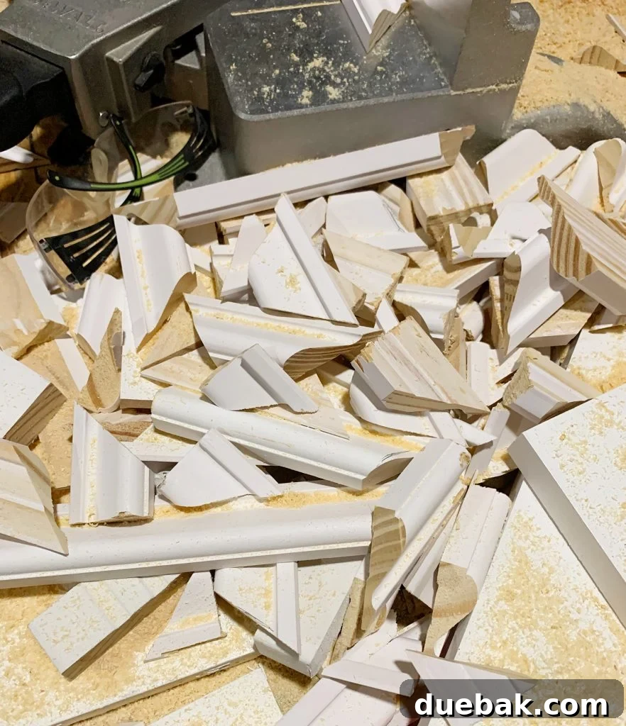 Elevate Your Walls with Decorative Molding 5 Large Scrap Pile of Cut Molding Pieces from DIY Wall Trim Project