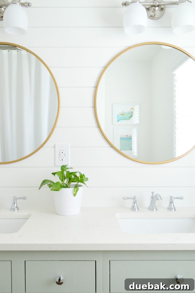 Bathroom Vanity with New Mirrors and Cabinet Hardware