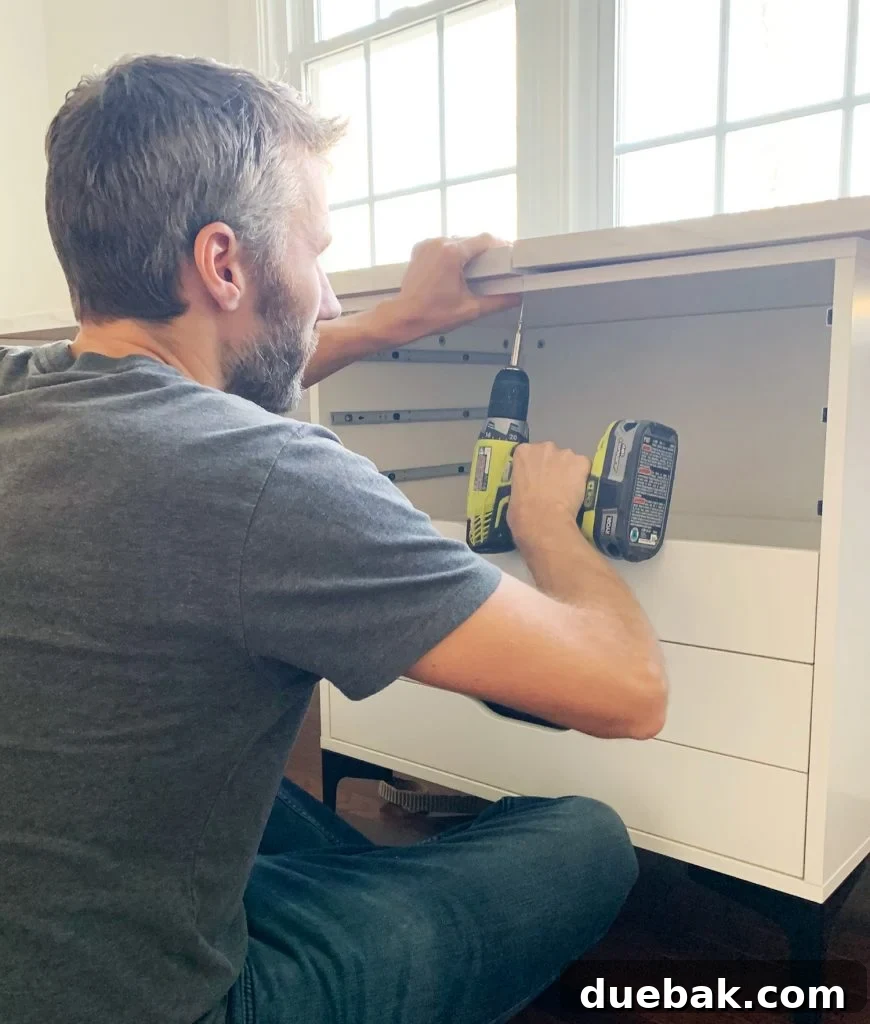 John Installing Ekbacken Laminate Countertop To Art Desk With Screws Under Surface
