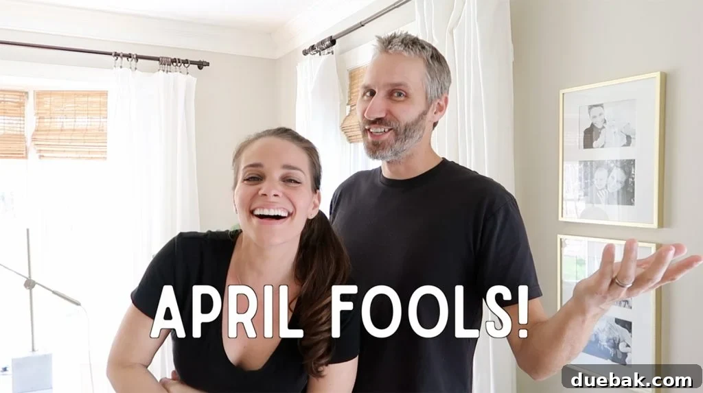 A humorous image revealing the April Fools' joke, perhaps with confetti or a surprised expression.