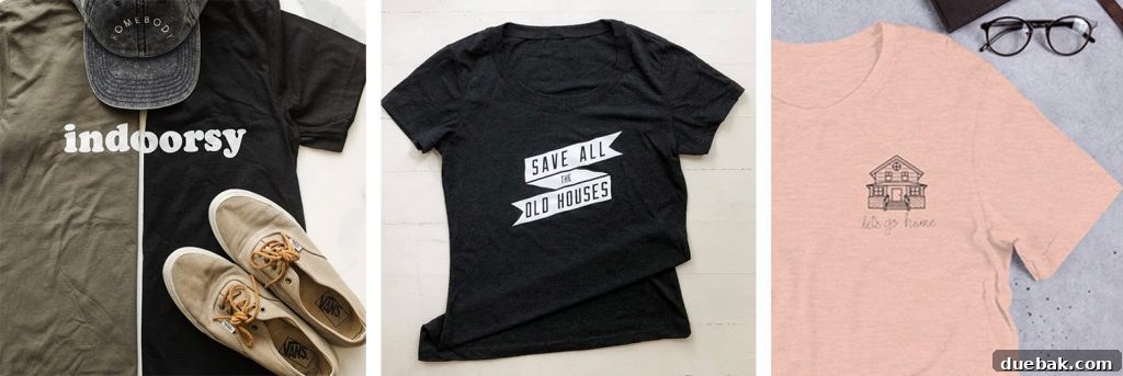 A collage of three different blogger t-shirt designs.