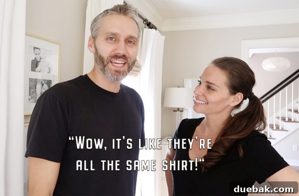 A person looking surprised while wearing a t-shirt, possibly indicating the humorous reviews.