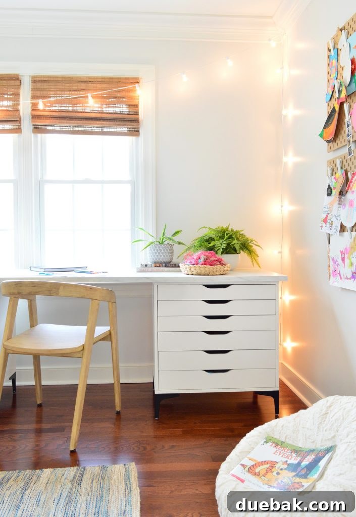 Our Petite Beach House: Maximizing Coastal Charm 8 A vibrant kids' art corner with colorful supplies and creative projects, ready to be integrated into a new loft space.