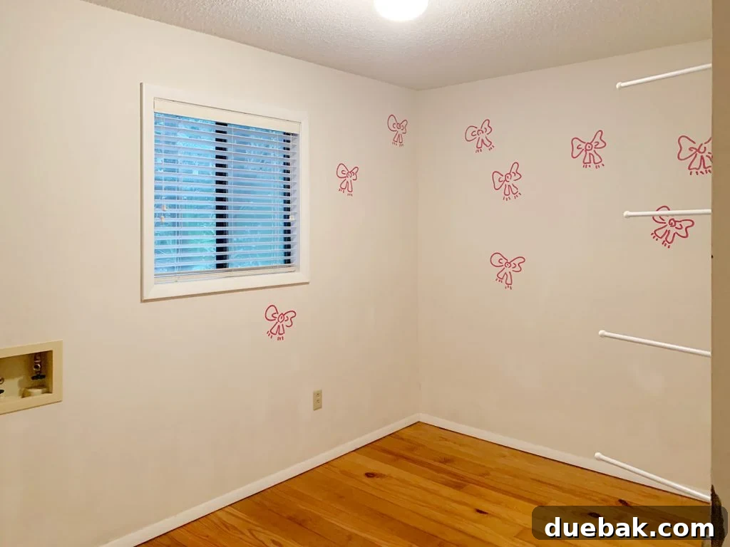 Son's future bedroom, a former laundry room, before ceiling renovation.