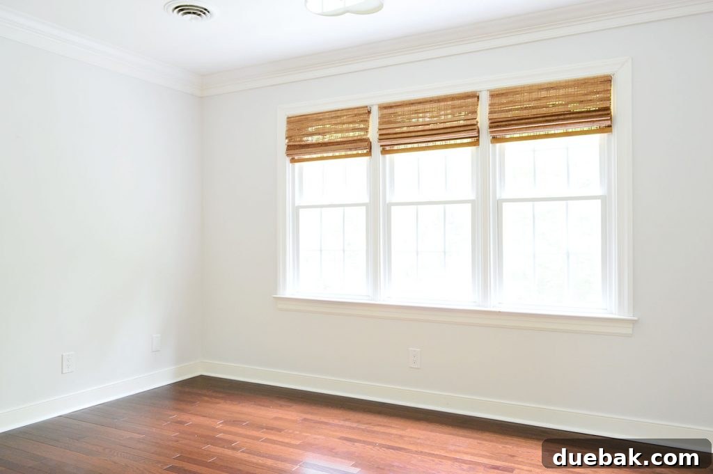 Empty art room showing clean walls and floors, signifying a clear transition to a new creative space in the Richmond house.