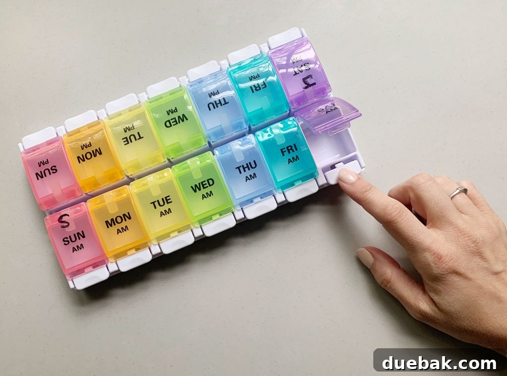 The Money Question That Never Goes Away 8 An organized vitamin organizer with daily compartments, making morning routines more efficient.