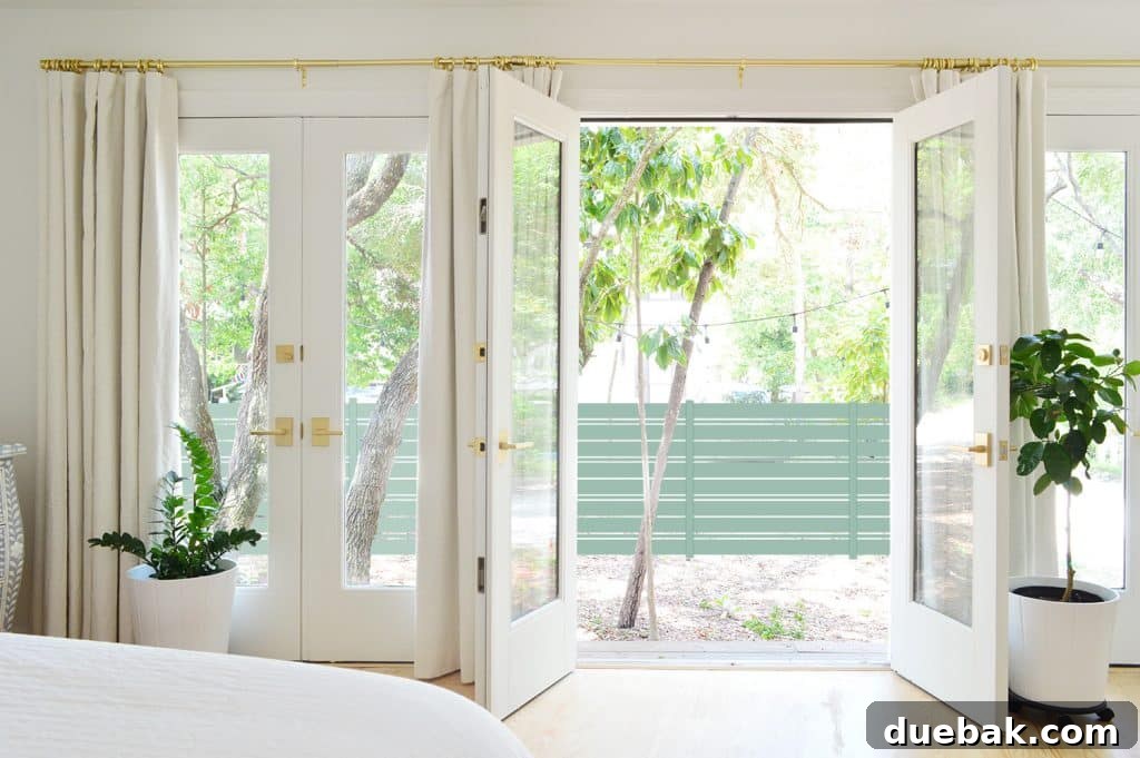 Bedroom Refresh: What's New and What's Next 11 Photoshop rendering of a private outdoor courtyard with a privacy fence and seating area outside the bedroom