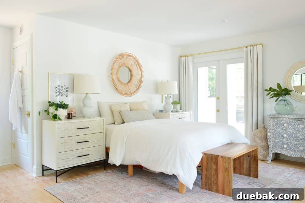 Bedroom Refresh: What's New and What's Next 16 Full view of the transformed primary bedroom with bed, rug, nightstands, and curtains