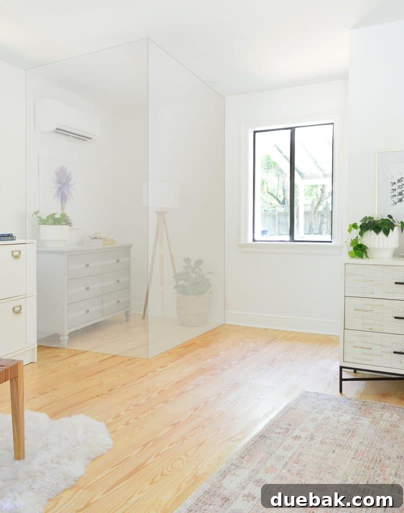 Bedroom Refresh: What's New and What's Next 21 Photoshop sketch showing a potential built-in closet in the bedroom's awkward corner, squaring off the space