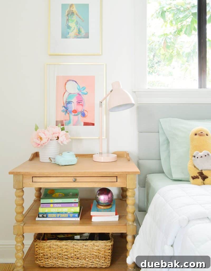 Craft Your Own Channel Tufted Headboard 17 The headboard with the mattress slightly pulled away, revealing the fourth hidden panel extending below.