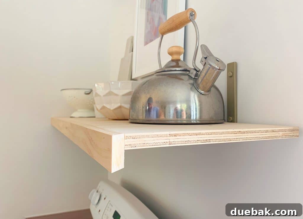 5 Speedy Kitchen Makeovers 22 Exposed Side Of Floating Wood Shelf With Mitered Edge Face Frame
