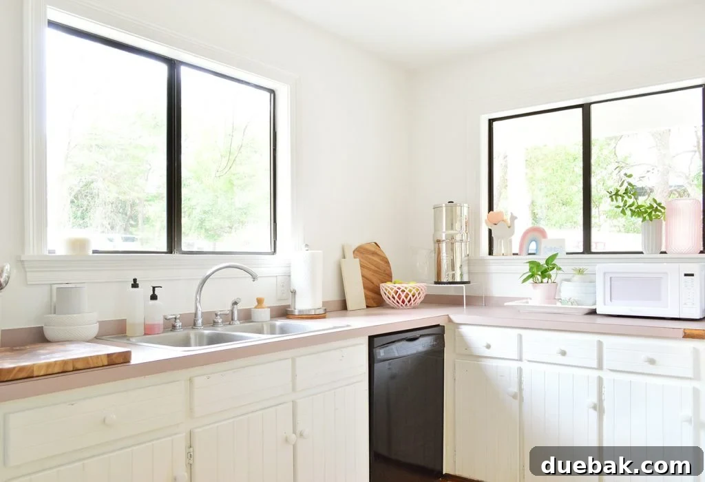 5 Speedy Kitchen Makeovers 10 Black Dishwasher Among White Cabinets In Minimal Beachy Kitchen