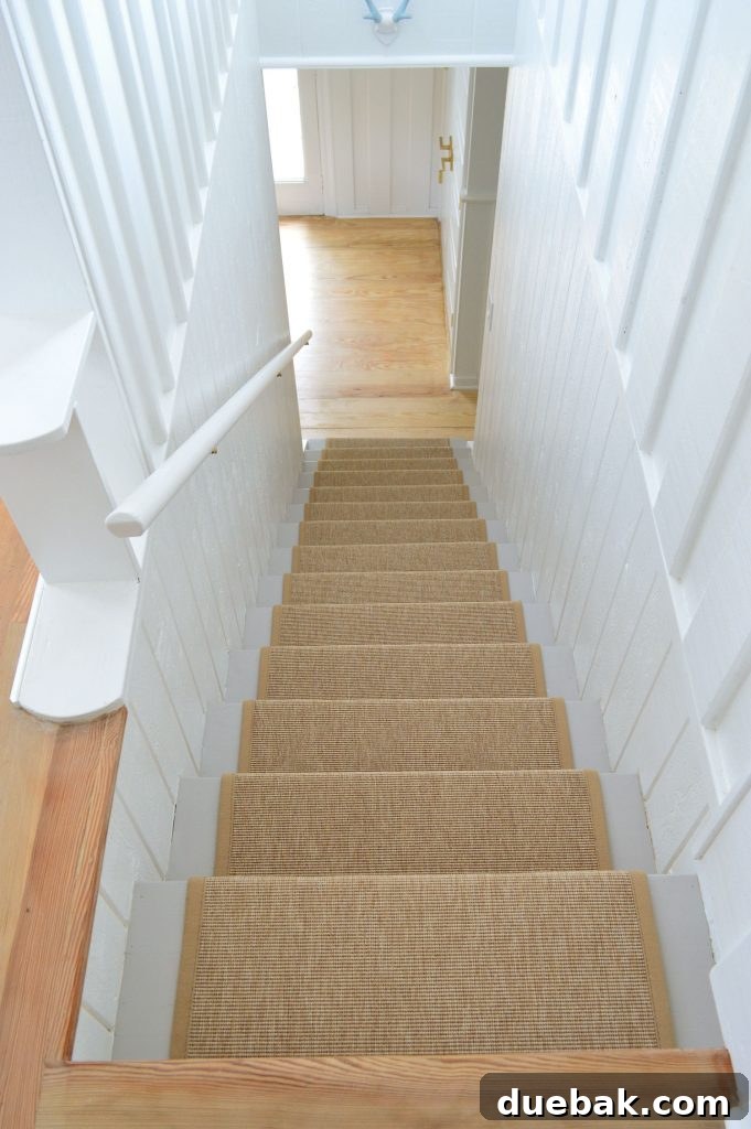 Step Up Your Style: Sisal Stair Runners 20 Straight Down View Of Finished Sisal Stair Runner From Above