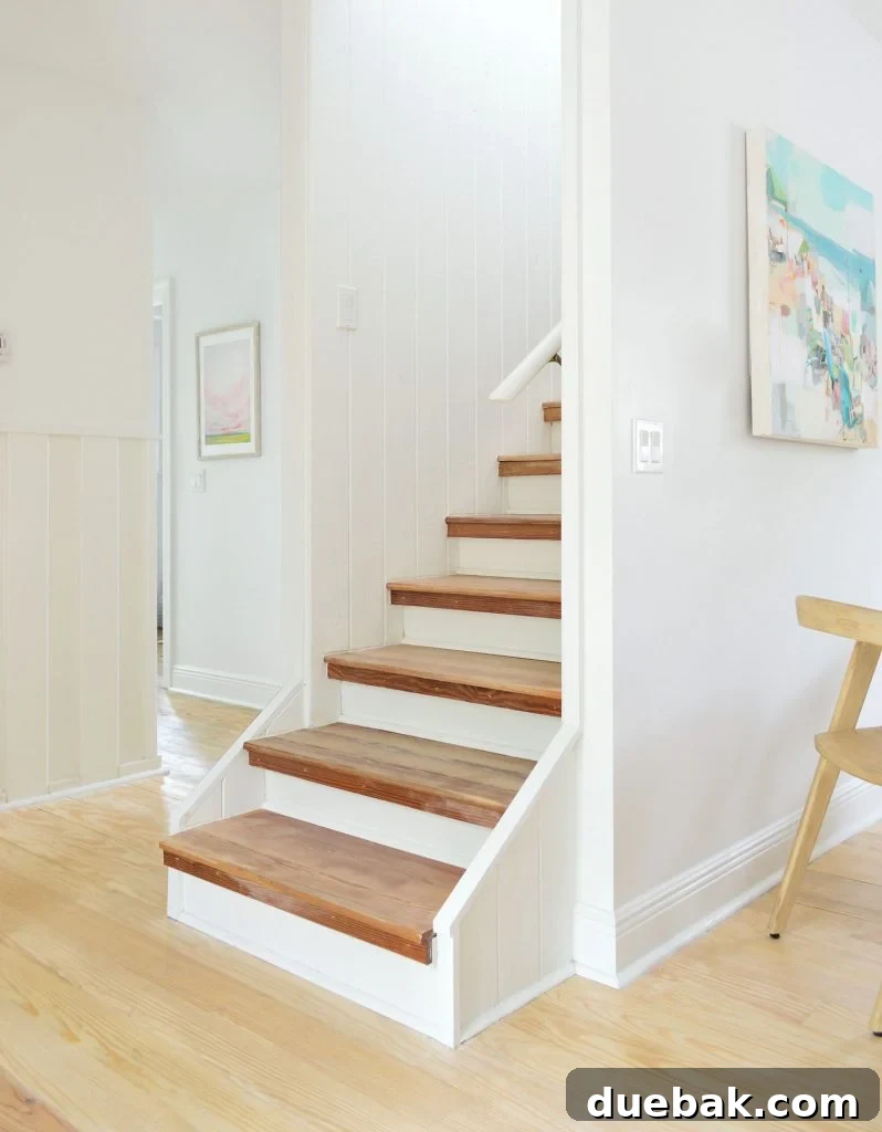 Step Up Your Style: Sisal Stair Runners 4 Bare wood stairs in white house