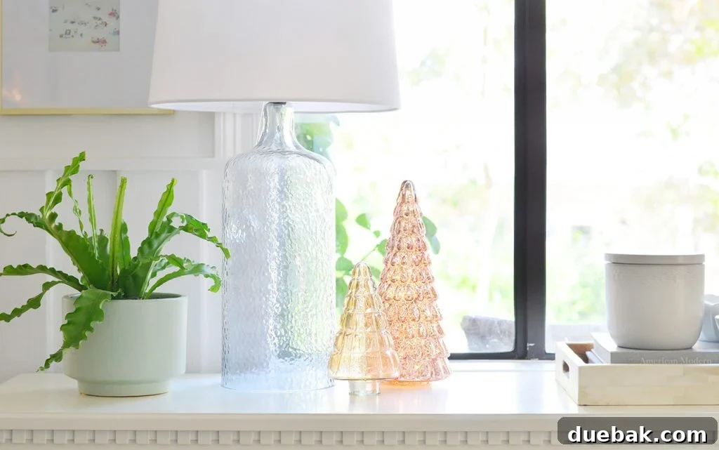 Lighted Glass Christmas Trees On Entry Tabletop