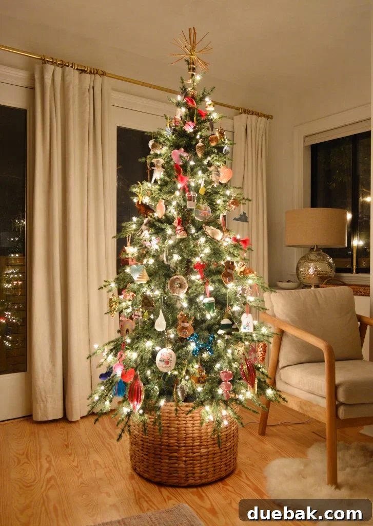 Glowing Christmas Tree Reflected In Windows