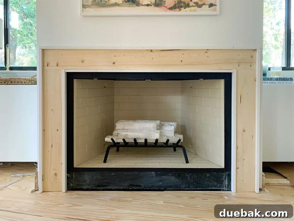 Completed Mantel Brace Piece With Border Of White 1x2 Wood