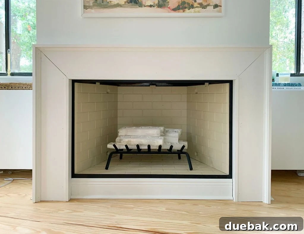 Fully Constructed Fireplace Mantel With Trim Pieces Added But No Caulk Or Paint
