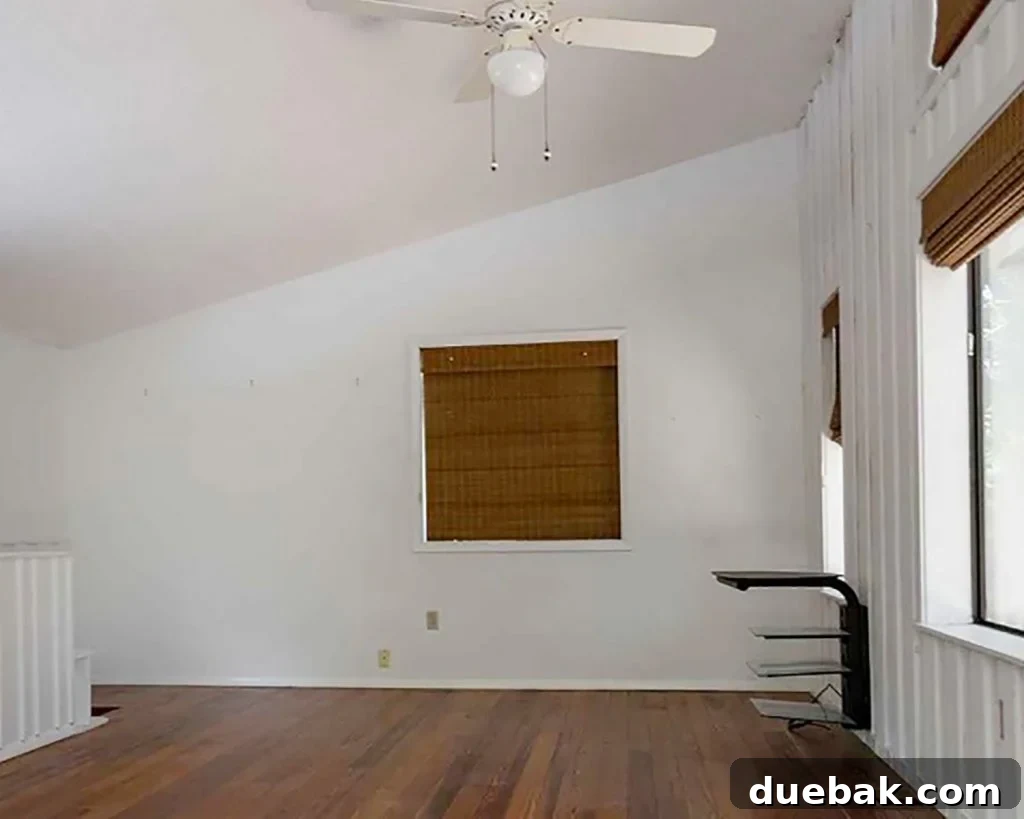 Other Half of Family Room Before Renovation, Dark and Unfurnished