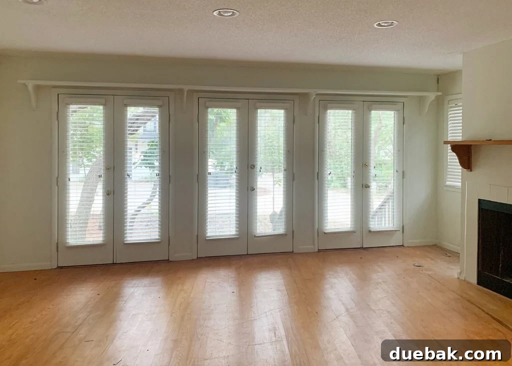 Before View of Main Bedroom, Unfurnished with Large Doorway