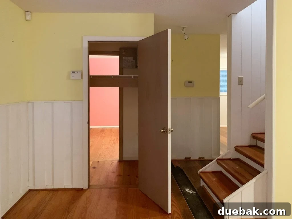Before View of Double-Sided Closet Near Front Door