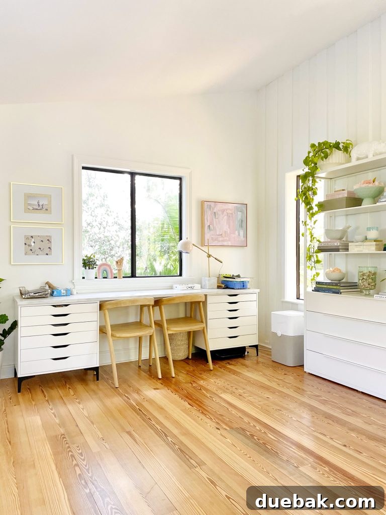 Kids Art Desk In Upstairs Modern Family Room With Two Chairs And File Storage