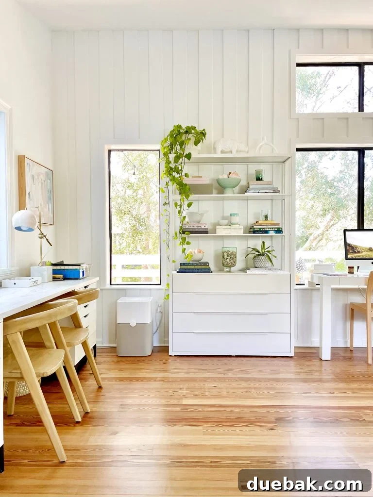 Ikea Fjalkinge Bookcase In Modern White Family Room With Paneling And Kids Art Desk