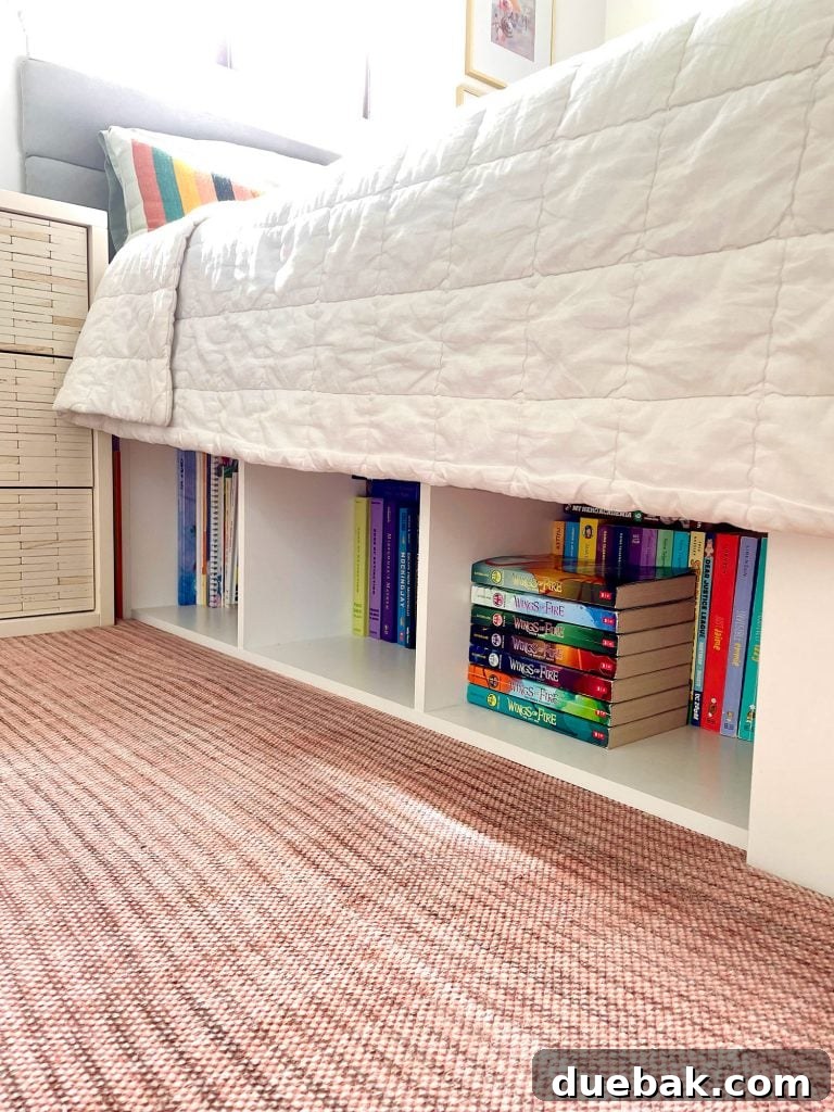 Under Bed Storage With Cubby Style Bookshelf