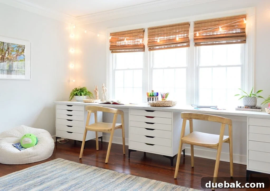 Rug Sizing Guide and Our Favorite Magic Rug Pick 14 Blue And Cream Striped Woven Rug In Art Room Desk With Bean Bag