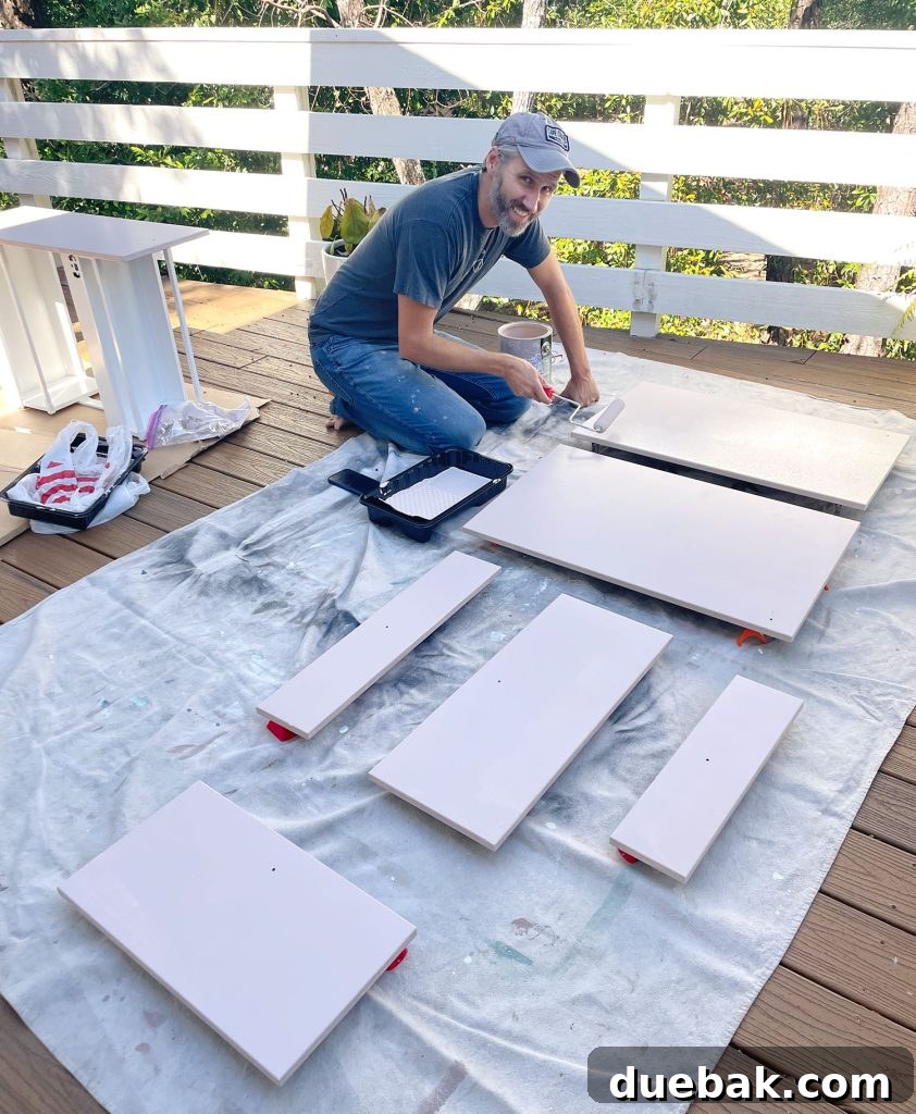 John Painting Ikea Cabinet Doors With Small Foam Roller