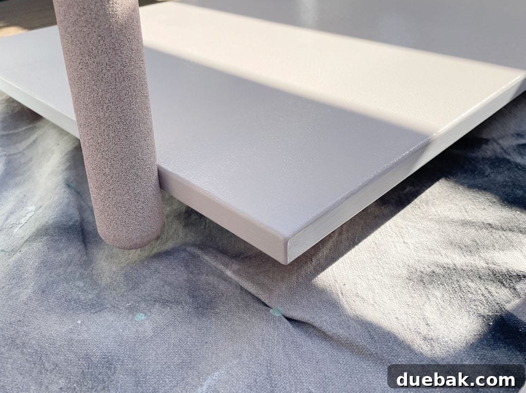 Painting Sides Of Ikea Kitchen Cabinet Doors With Small Foam Roller