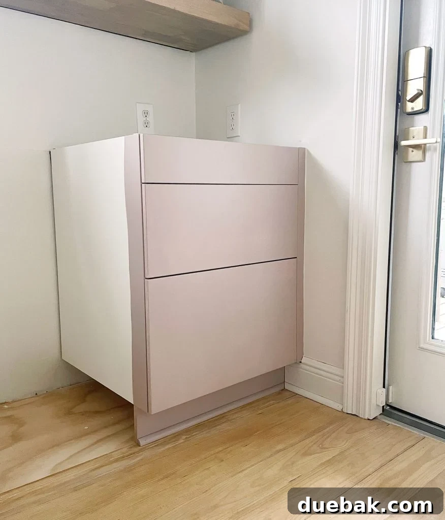 Painted Ikea Kitchen Cabinet Base With Three Drawers