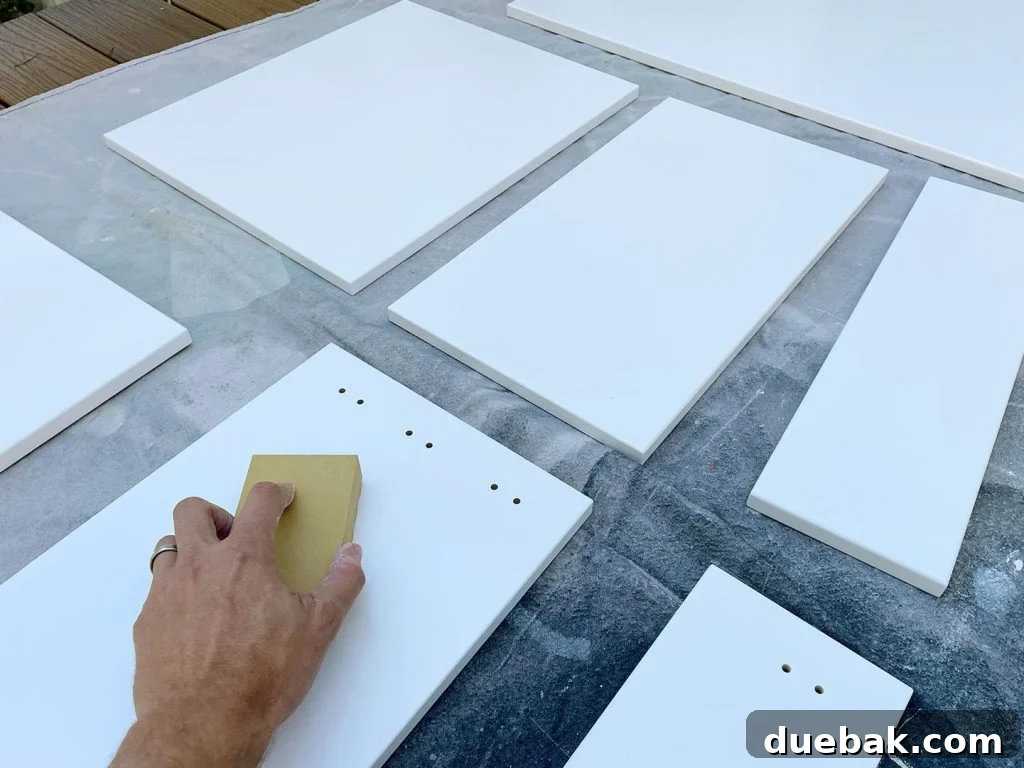 Sanding Block On Cabinet Door To Rough Up Finish