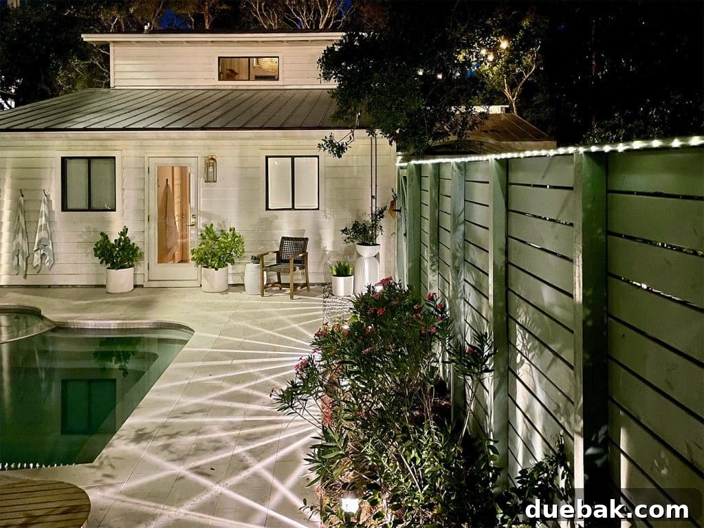 Outdoor Solar Lights: Top Picks for Bright, Long-Lasting Illumination 10 Solar LED Fairy Lights Along Top Of Fence Near Backyard Pool