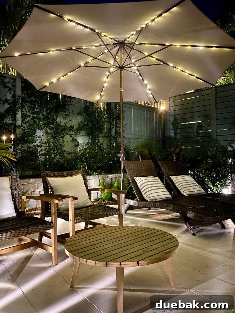Outdoor Solar Lights: Top Picks for Bright, Long-Lasting Illumination 11 Pool Patio Umbrella Lit Up With Solar LED Lights