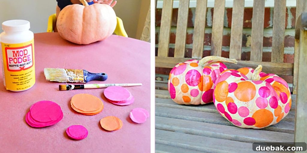 6 Creative Pumpkin Decorating Ideas Kids Will Love 6 Kid-Friendly Pumpkin Decorating With Mod Podge And Tissue Paper Dots