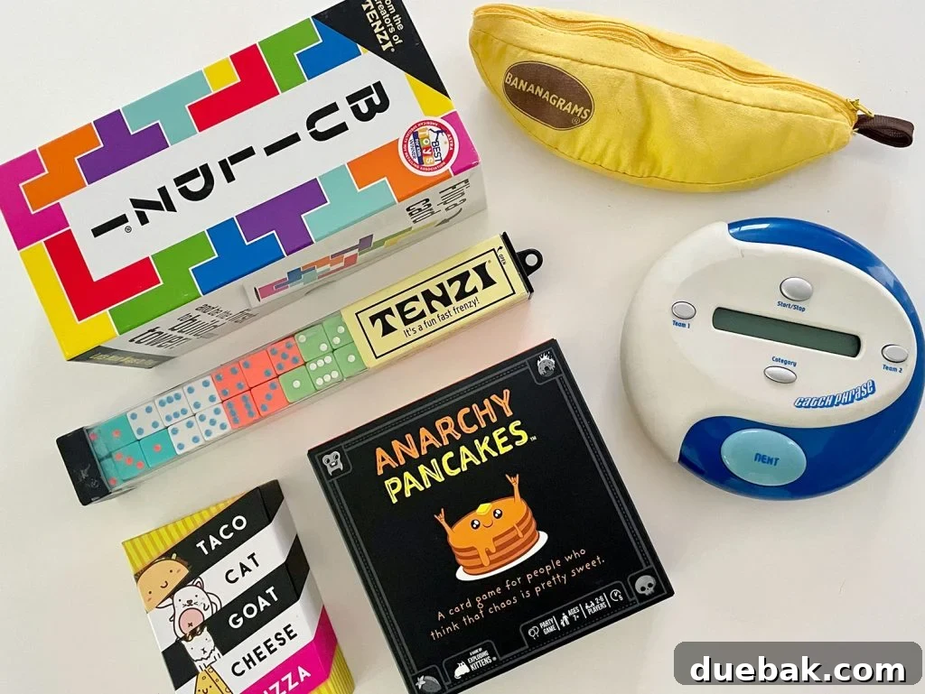 Best Fast Paced Games Buildzi Tenzi Bananagrams Taco Cat Goat Cheese Pizza Anarchy Pancakes Catchphrase