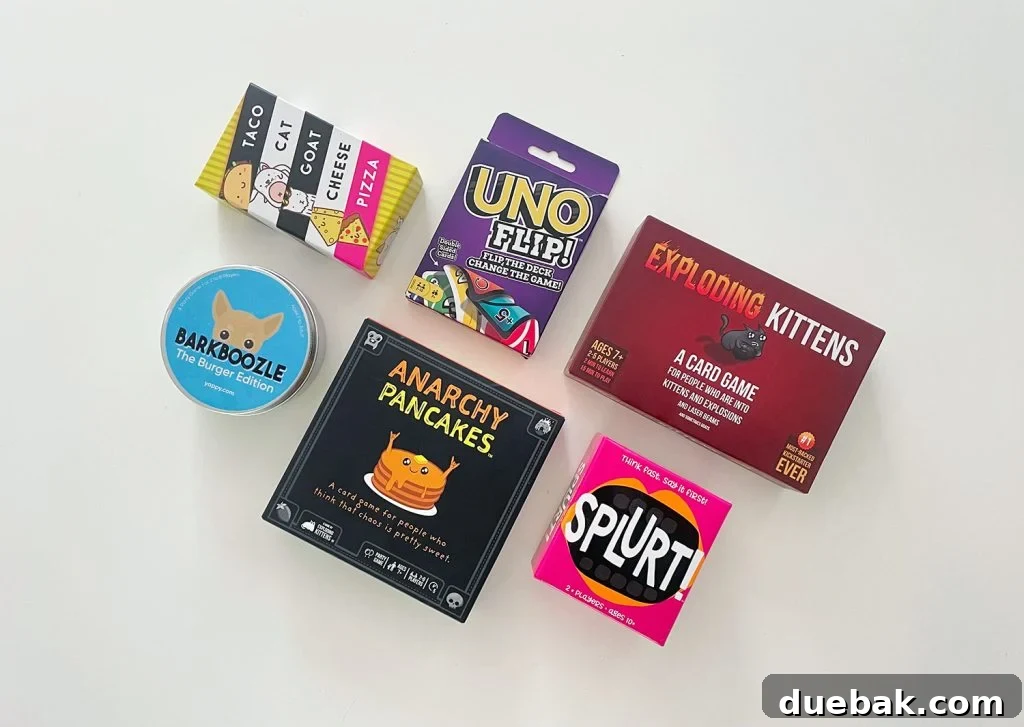 Best Travel Board Games Splurt Uno Flip Anarchy Pancakes Taco Cat Goat Cheese Pizza Barkboozled Exploding Kittens