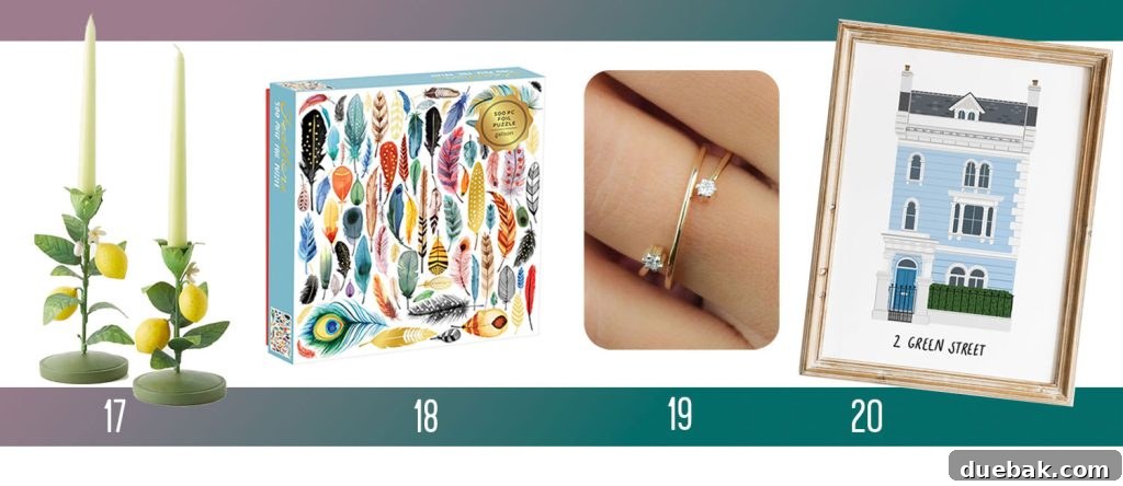Holiday Gifts Ideas For Men Women Lemon Candlesticks Feather Puzzle Wrap Ring Custom House Portrait