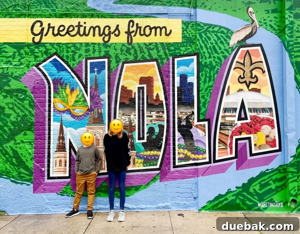 Greeting From Nola Mural With Kids