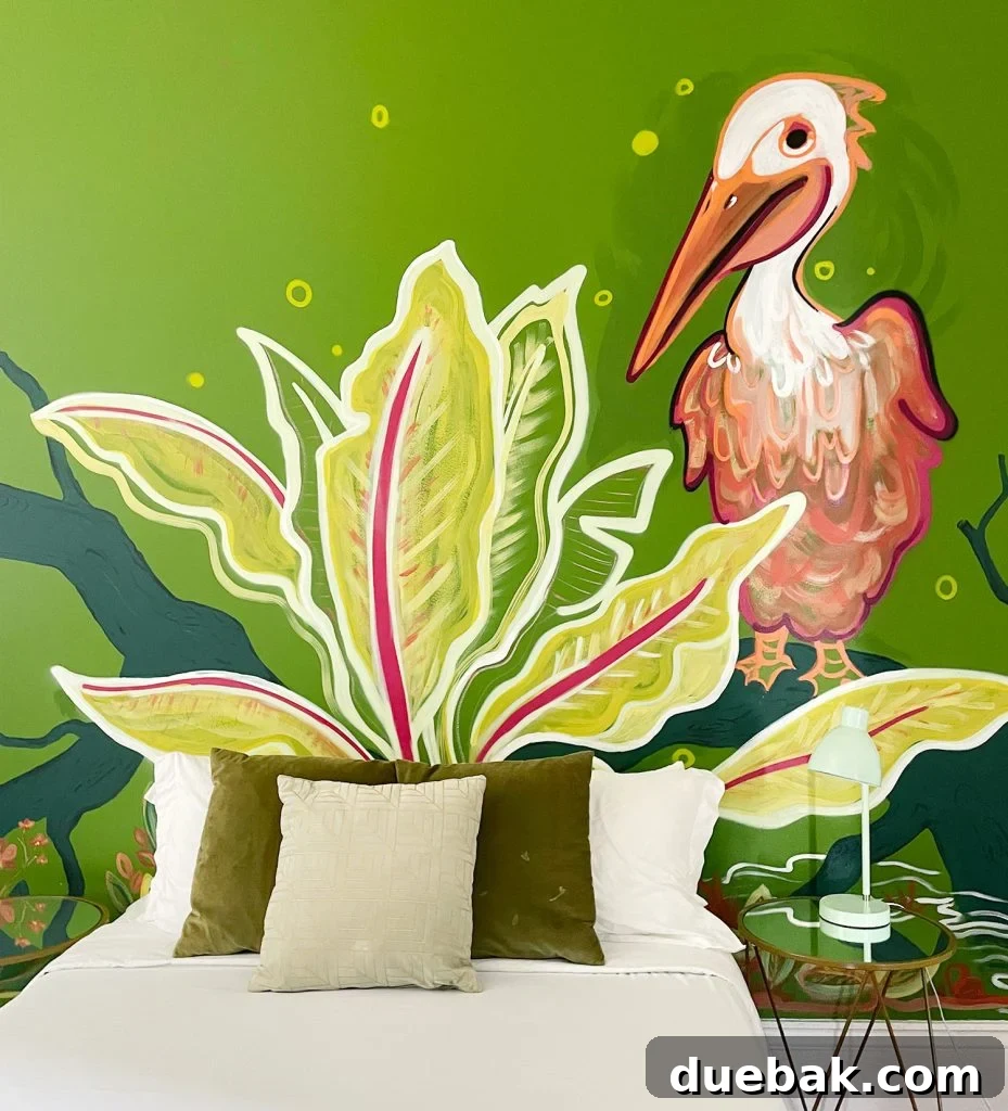 Pelican Mural On Wall Of Airbnb In New Orleans