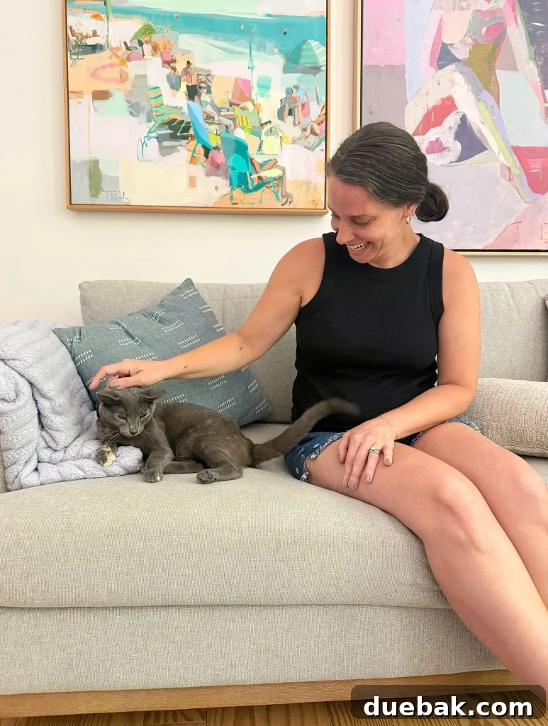 How I Reduced My Cat Allergies: Proven Strategies That Worked 2 Sherry petting Jenny Cat On Couch Vertical Crop