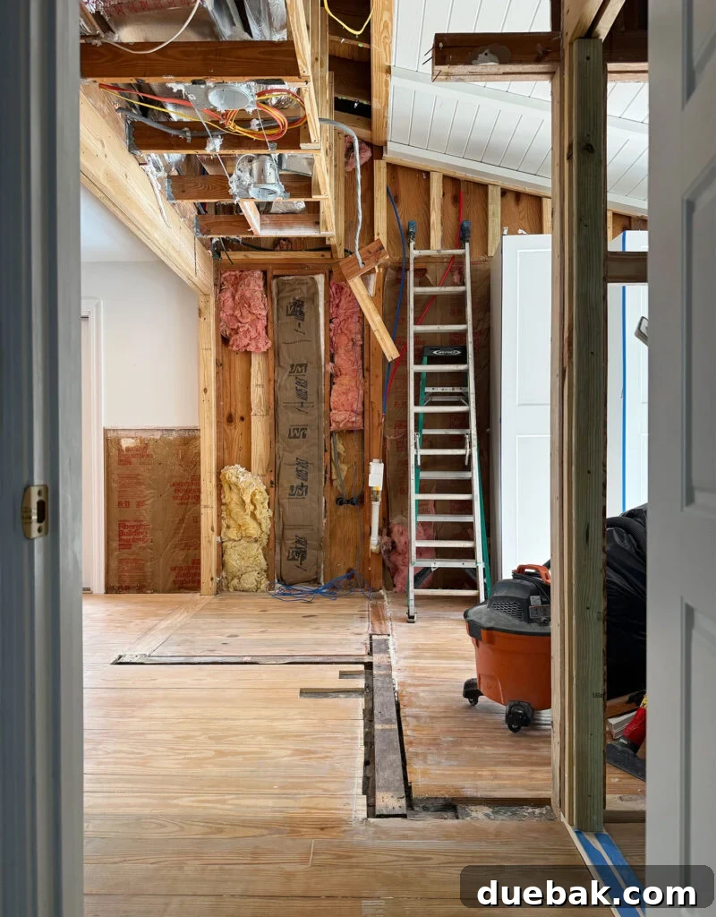 Mid-Renovation Home Update and Video Tour 7 View From Existing Bathroom To New Living Area