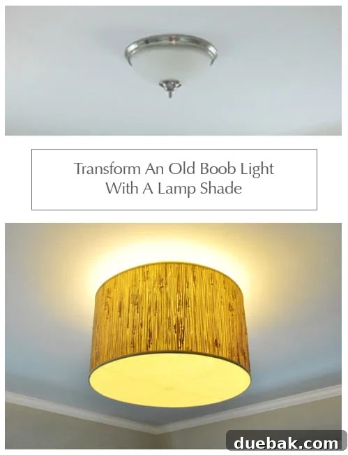 DIY Ceiling Light with a Lamp Shade Diffuser: Step-by-Step Guide 2 transform-an-old-boob-light-with-a-lamp-shade